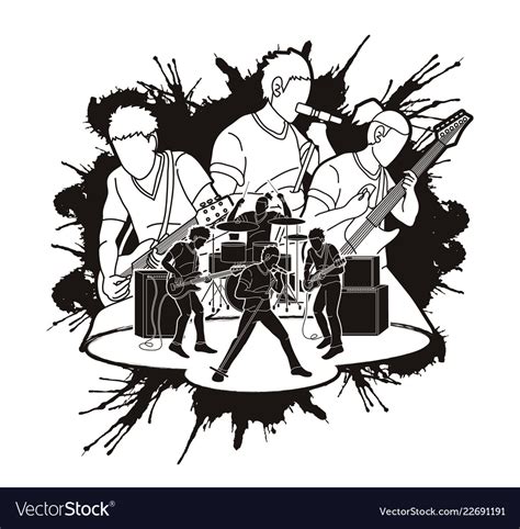 Musician playing music together band Royalty Free Vector