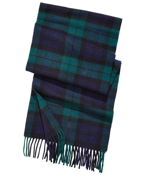 Polo Ralph Lauren Mens Classic Cashmere Tartan Scarf And Reviews Hats Gloves And Scarves Men