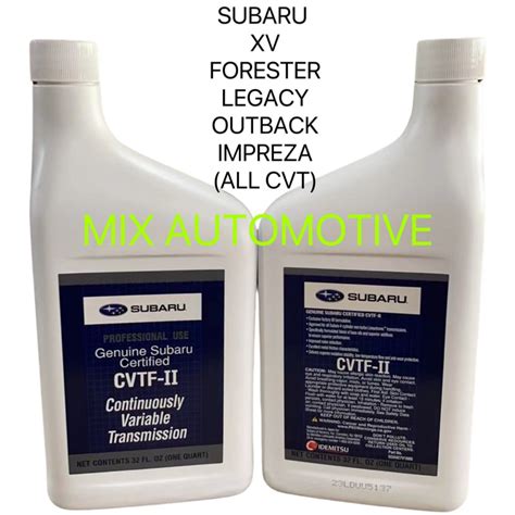 100 SUBARU ORIGINAL CVTF II AUTO TRANSMISSION FLUID CVT ATF SUBARU XV