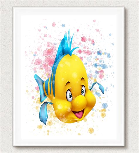 Flounder Print, Flounder Printable, Nursery Printable, Little Mermaid ...