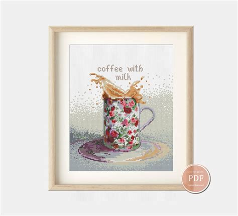 Coffee Cup Cross Stitch Pattern Pdf Instant Download Simple Etsy