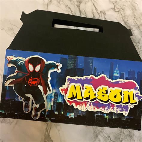 Spider Man Treat Boxes Into The Spider Verse Miles Morales Etsy