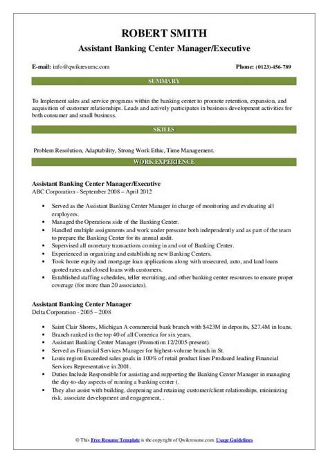 Assistant Bank Manager Resume Sample