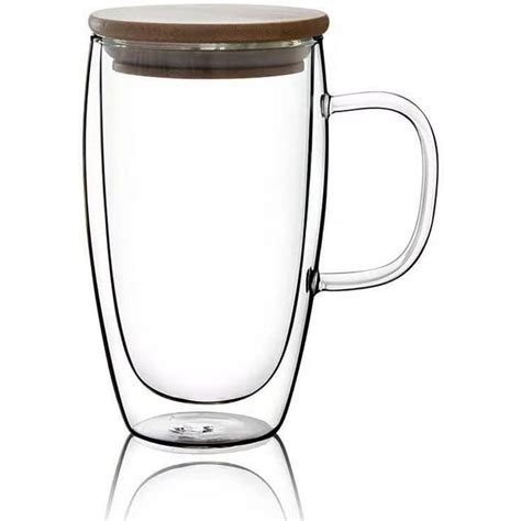 15 Oz Double Walled Coffee Cups Glass Coffee Mugs Clear Coffee Mug With