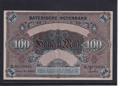 Kaiserreich Bayern 100 Mark 1900 Bayerische Notenbank EF MA Shops