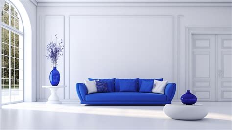 White living room interior with royal blue lounge bright living room ...