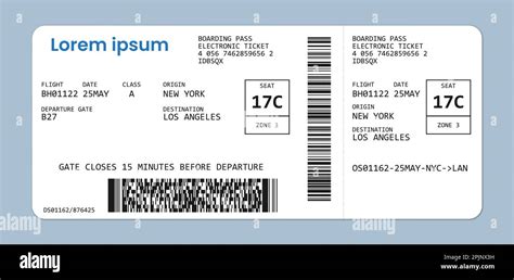 Boarding Pass Template Airline Ticket Plane Ticket Realistic Airline Boarding Pass Travel