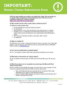 Vendor Claims Submission Form FAQ ILIFE Financial Management Services