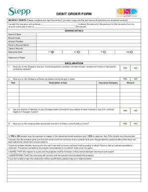 Fillable Online Stepp Co FREE 9 Sample Debit Order Forms In PDFMs Word