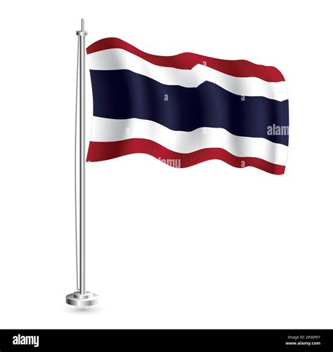 Thai Flag Isolated Realistic Wave Flag Of Thailand Country On Flagpole