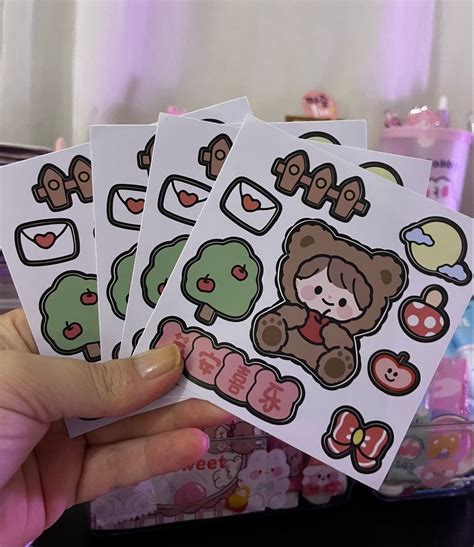 Cartelas De Adesivos Fofos Kawaii Item De Papelaria Nunca Usado