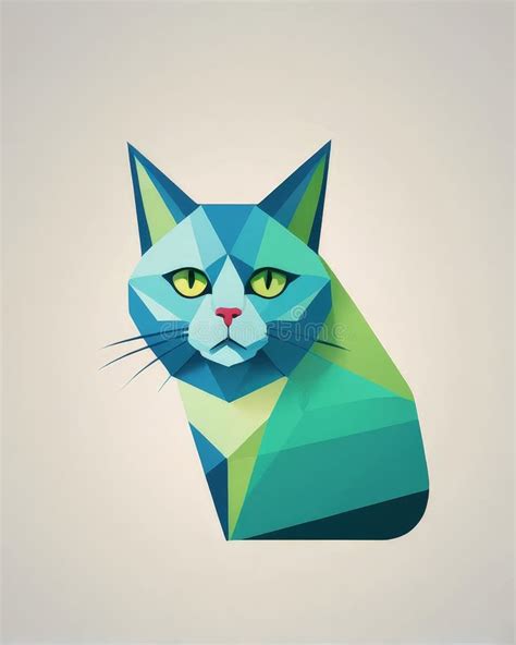 Green-eyed Cartoon Cat Portrait Illustration Stock Illustration - Illustration of design, green ...