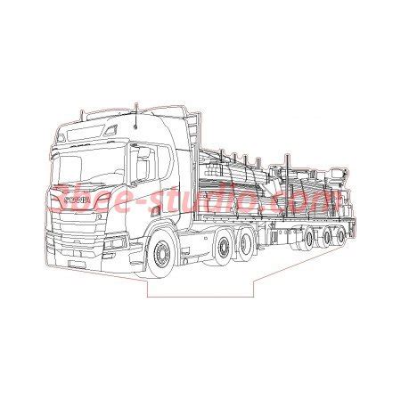 Scania R450 Truck Loaded Platform 3d Illusion Lamp Plan Vector File For