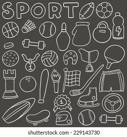 Hand Drawn Set Fitness Gym Equipments Stock Vector Royalty Free