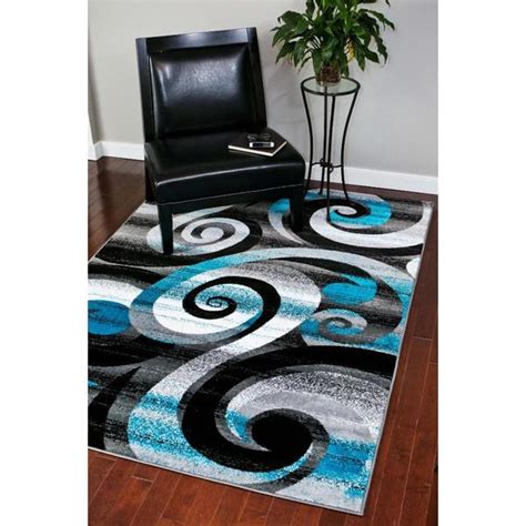 Shop Persian Rugs Modern Trendz Abstract Turquoise/Grey/White/Black Area Rug - 5'2 x 7'2 - Free ...