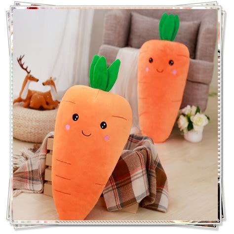 Plush Carrot Toys Stuffed Vegetable Toys Smiley Face Pillow Donut Plush Toy Vegetable Cushion