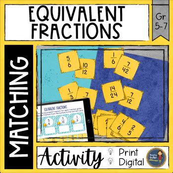 Equivalent Fractions Match By Misty Miller Teachers Pay Teachers