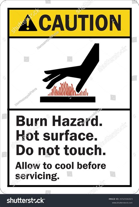 Caution Safety Label Burn Hazard Hot Stock Vector Royalty Free 2152316323 Shutterstock