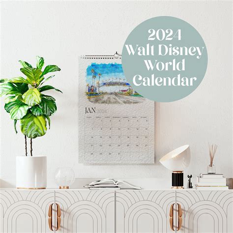 Walt Disney World Watercolour Calendar 2024, Disney Print, Disney ...