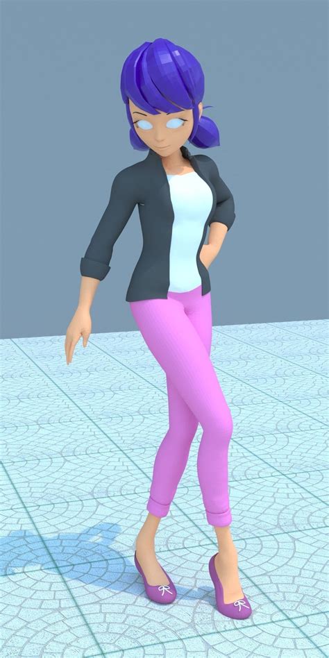 Marinette 3d Model Woman With Hair And Pants 3d Model Rigged Cgtrader