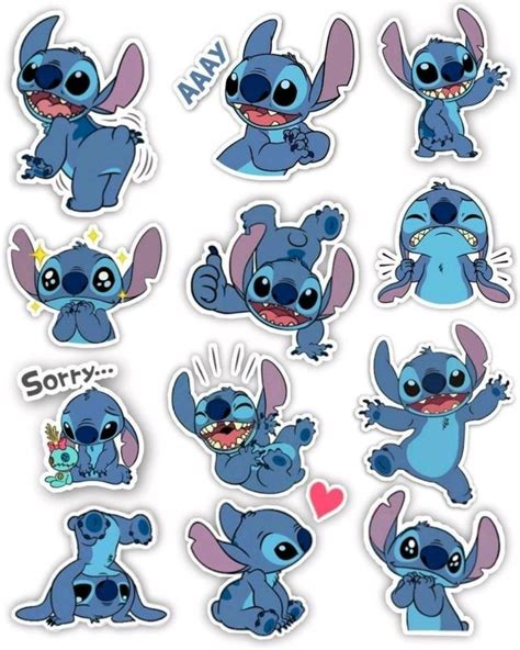 Plantilla de stich Pegatinas bonitas Pegatinas kawaii Calcomanías