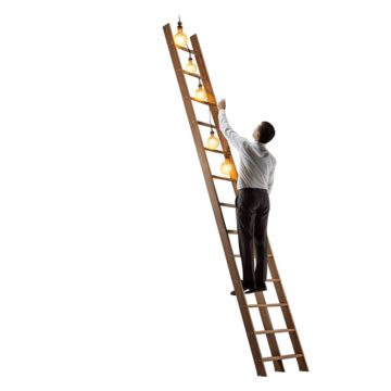 Man Climbing Up Ladder To Light Man Ladder Up PNG Transparent Image