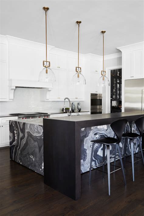 Waterfall Kitchen Island Make Statement With Dramatic Look Backsplash