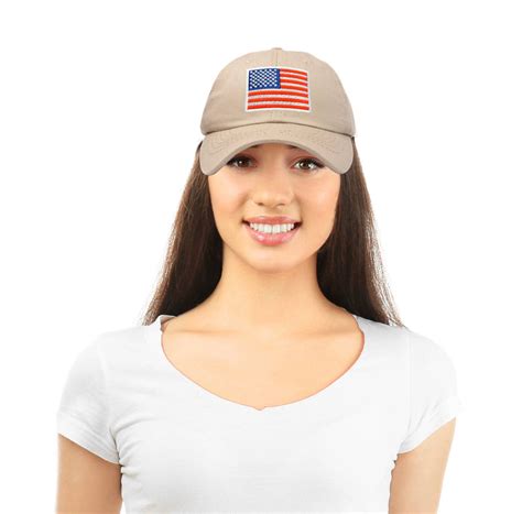 Embroidered American Flag Hat Usabaseball Cap Khaki Yaymamma