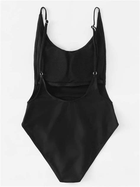 Scoop Neck Backless One Piece Swimwear Sheinsheinside