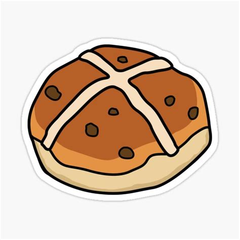 Cute Hot Cross Bun Sticker For Sale By DanandDee Redbubble