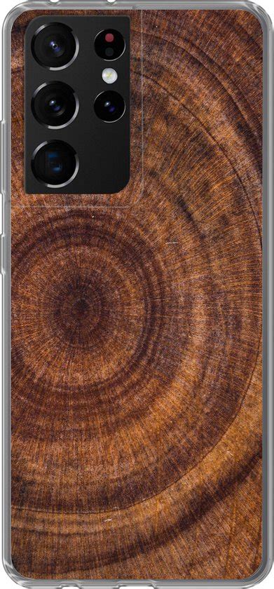 Samsung Galaxy S21 Ultra Hoesje Cirkel Hout Ringen Siliconen