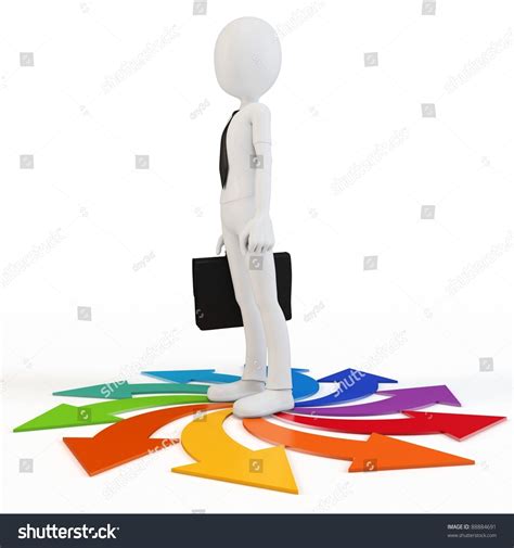 3d Man Business Man Choosing Path Stock Illustration 88884691