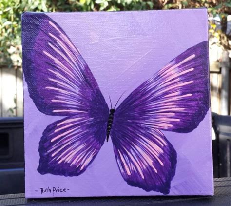 Original Purple and Pink Butterfly Handpainted on a 6x6 canvas | Tuval ...