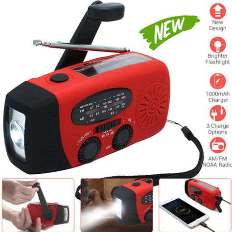 Hand Crank Dynamo Wind Up Solar Portable Am Fm Radio Usb Charger Light