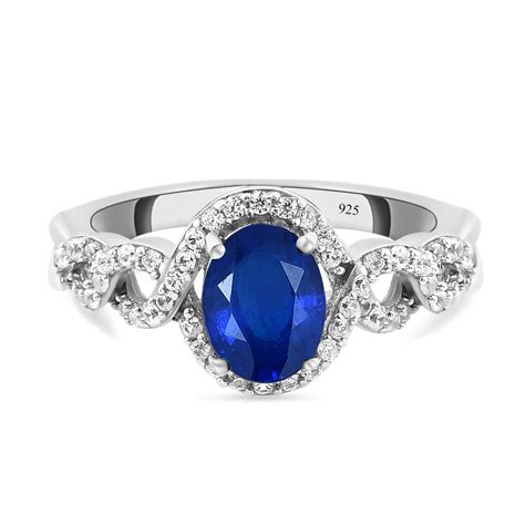 AAA tansanischer blauer Spinell und weißer Zirkon Ring 925 Silber