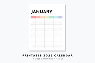 Lined 2023 Calendar | Rainbow Colors Graphic by DesignStudioTeti ...