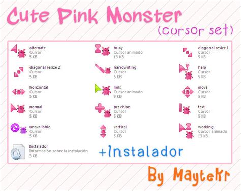 Cute Pink Monster Cursor Set By Maytekr By Maytekr On Deviantart