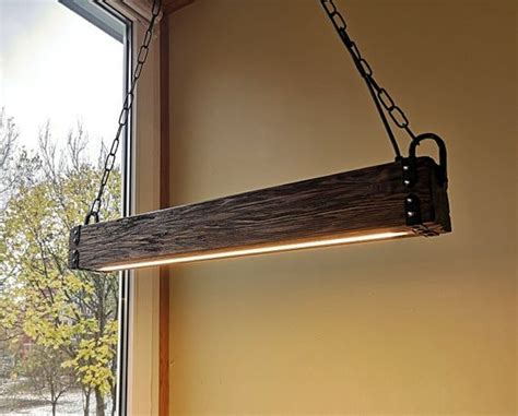 Wood Beam LED Pendant Light Chandelier Wooden Chandelier Etsy Wooden