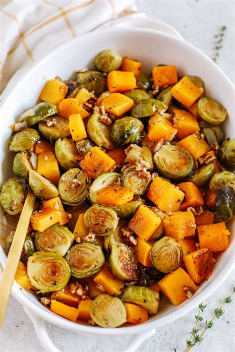 Maple Glazed Butternut Squash And Brussels Sprouts Eat Yourself Skinny