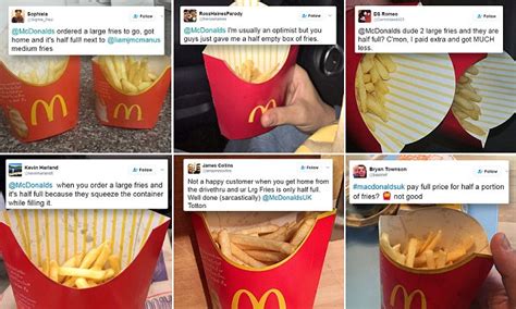 Mcdonalds Customers Angry At Half Full Cartons Of Fries Daily Mail