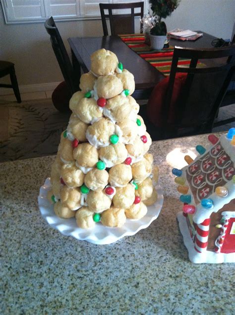 Cream Puff Christmas Tree Made With Sams Club Mini Cream Puffs And White Melting Chocolates