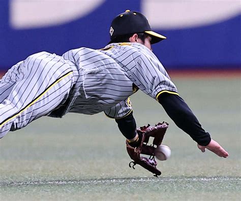 【阪神】中野拓夢ダイビング好守で俊足の中日田中幹也をアウトに！西勇輝は興奮気味にお尻ポーン プロ野球写真ニュース 日刊スポーツ