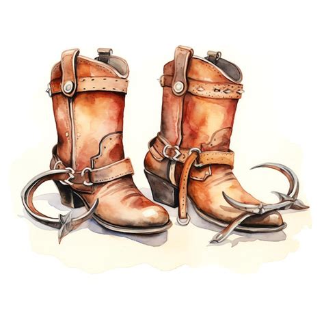 Premium AI Image | watercolor Spurs western wild west cowboy desert illustration clipart