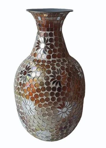 Handicraft Decoration 14inch Mosaic Finish Iron Flower Vase Shape