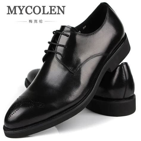 MYCOLEN British Style Brogue Men Formal Shoe Pointed Toe Lace Up