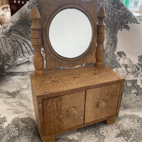 VINTAGE FRENCH DOLLS Wooden Dressing Table Tilting Mirror Normandy