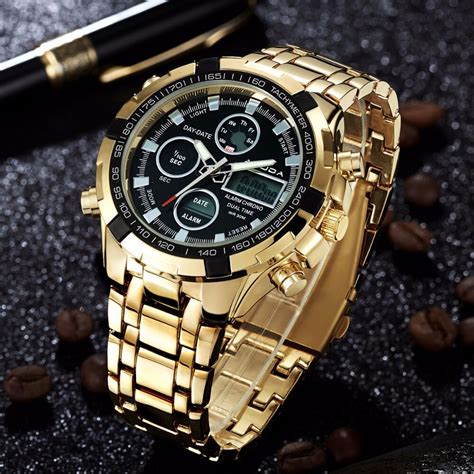 Fashion Watches Men Luxury Brand Amuda Gold Golden Watches Men Sports Quartz Watch Dual Time