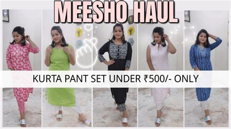 Meesho Kurta Pant Set Haul Under Only Meesho Haul Meesho Kurta