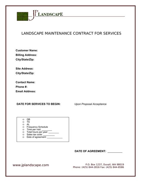 Free Printable Lawn Care Contract Templates Proposal Agreement