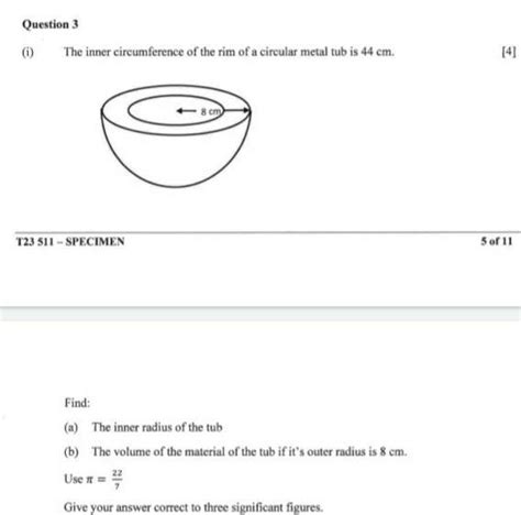 Question 3 I The Inner Circumference Of The Rim Of A Circular Metal